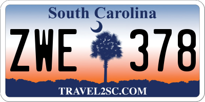 SC license plate ZWE378