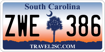 SC license plate ZWE386