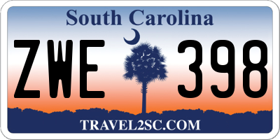 SC license plate ZWE398