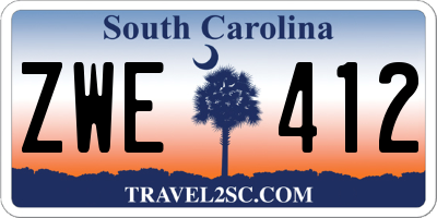 SC license plate ZWE412