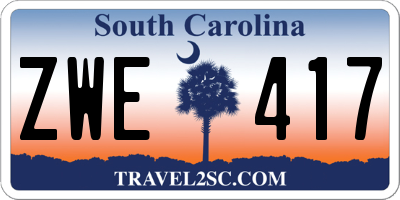 SC license plate ZWE417