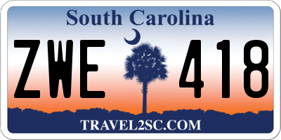SC license plate ZWE418