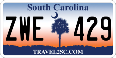 SC license plate ZWE429