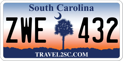 SC license plate ZWE432