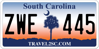SC license plate ZWE445