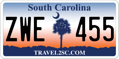 SC license plate ZWE455