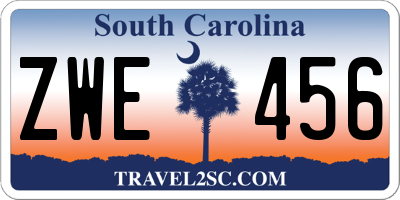 SC license plate ZWE456