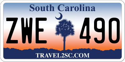 SC license plate ZWE490