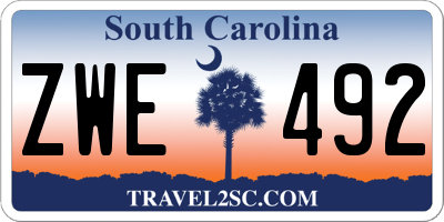 SC license plate ZWE492