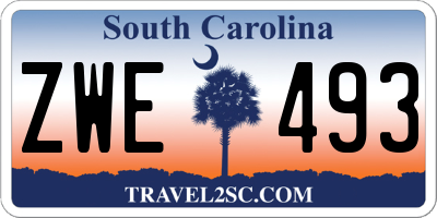 SC license plate ZWE493