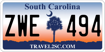 SC license plate ZWE494