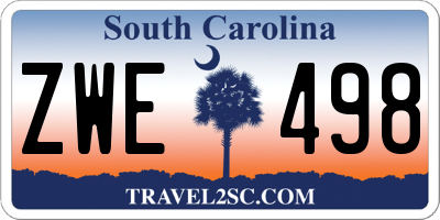SC license plate ZWE498
