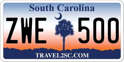 SC license plate ZWE500