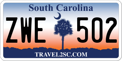 SC license plate ZWE502