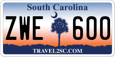 SC license plate ZWE600