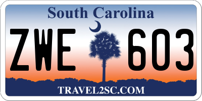 SC license plate ZWE603