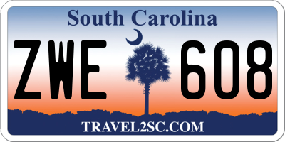 SC license plate ZWE608