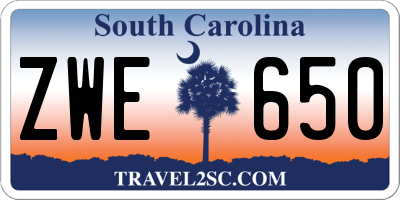 SC license plate ZWE650