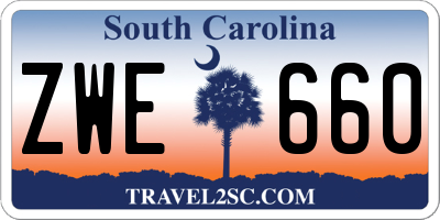 SC license plate ZWE660