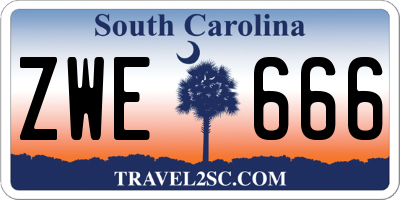 SC license plate ZWE666