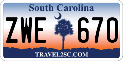 SC license plate ZWE670