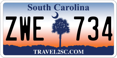 SC license plate ZWE734