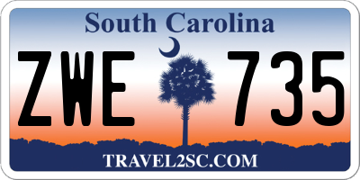 SC license plate ZWE735