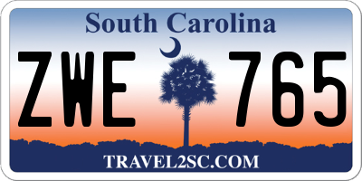 SC license plate ZWE765
