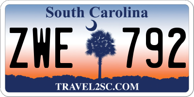 SC license plate ZWE792