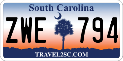 SC license plate ZWE794