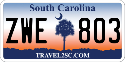 SC license plate ZWE803
