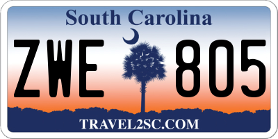 SC license plate ZWE805