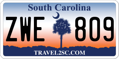 SC license plate ZWE809