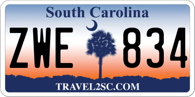 SC license plate ZWE834