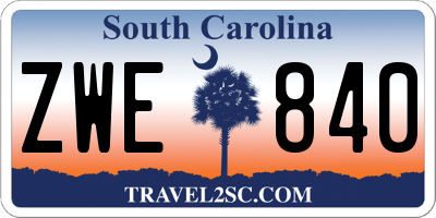 SC license plate ZWE840