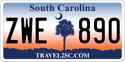 SC license plate ZWE890