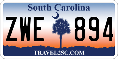 SC license plate ZWE894