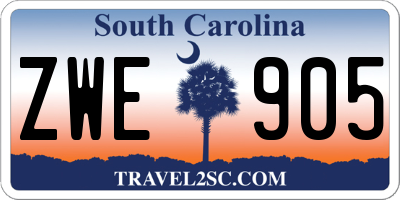 SC license plate ZWE905