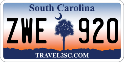 SC license plate ZWE920