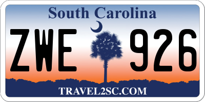 SC license plate ZWE926