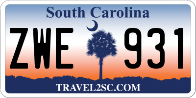 SC license plate ZWE931