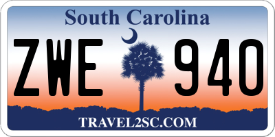 SC license plate ZWE940