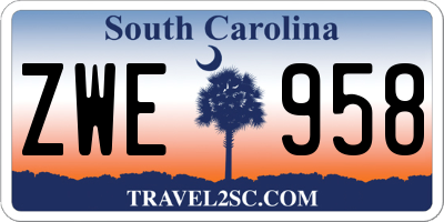 SC license plate ZWE958