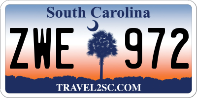 SC license plate ZWE972