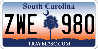 SC license plate ZWE980