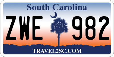 SC license plate ZWE982