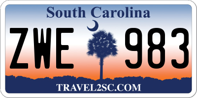 SC license plate ZWE983
