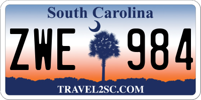 SC license plate ZWE984
