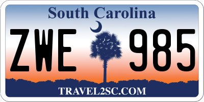 SC license plate ZWE985