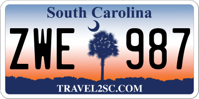 SC license plate ZWE987